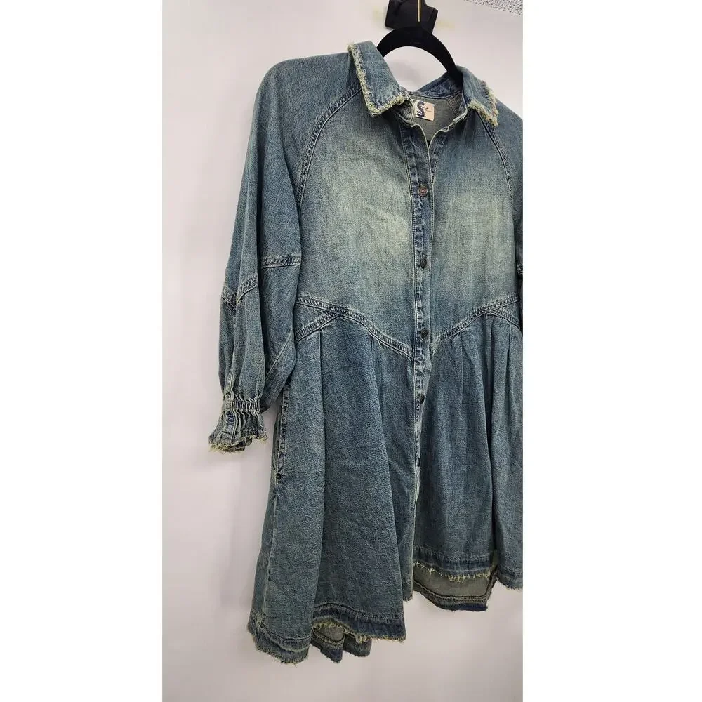 We The Free Free People Distressed Hannah‎ Mini Dress Size XS Oversized